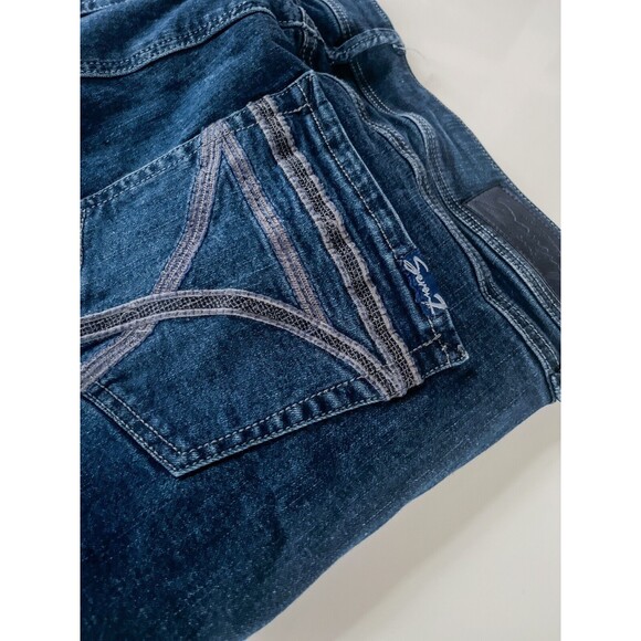 Seven 7 Womens Size 14 Medium Wash Mid Rise Denim Skinny Jeans Distressed - Picture 4 of 6